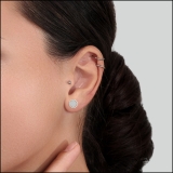 0.10 Carat (ctw) 10K Yellow Gold Round White Diamond Ladies Micro Pave Setting Circle Stud Earrings 1/10 CT