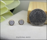 0.10 Carat (ctw) 10K Yellow Gold Round White Diamond Ladies Micro Pave Setting Circle Stud Earrings 1/10 CT
