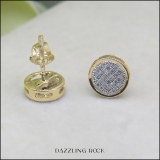 0.10 Carat (ctw) 10K Yellow Gold Round White Diamond Ladies Micro Pave Setting Circle Stud Earrings 1/10 CT