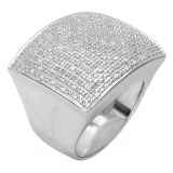 0.45 Carat (ctw) Platinum Plated Sterling Silver Fancy Design Round Diamond Men's Flashy Micropave Hip Hop Iced Pinky Wedding Band 1/2 CT
