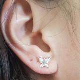 0.15 Carat (ctw) 14K White Gold Round White Diamond Ladies Butterfly Stud Earrings
