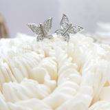 0.15 Carat (ctw) 14K White Gold Round White Diamond Ladies Butterfly Stud Earrings