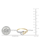 0.10 Carat (ctw) 18K White & Yellow Gold Round Diamond Ladies Bridal Promise Two Tone Double Heart Engagement Ring 1/10 CT