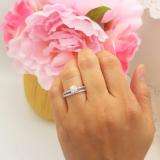 1.10 Carat (ctw) 14k White Gold Round White Diamond Ladies Bridal Engagement Ring Set
