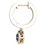 0.50 Carat (ctw) 10K Rose Gold Round Blue Sapphire & White Diamond Ladies Halo Style Dangling Drop Earrings 1/2 CT