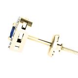 0.50 Carat (ctw) 14K Yellow Gold Round Cut Blue Sapphire & White Diamond Ladies Halo Stud Earrings 1/2 CT