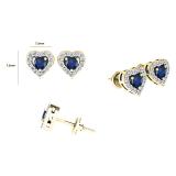0.50 Carat (ctw) 14K Yellow Gold Round Cut Blue Sapphire & White Diamond Ladies Halo Stud Earrings 1/2 CT