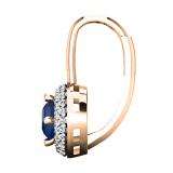 1.25 Carat (ctw) 10K Rose Gold Round Blue Sapphire & White Diamond Ladies Halo Style Dangling Drop Earrings 1 1/4 CT