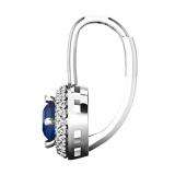 1.25 Carat (ctw) 10K White Gold Round Blue Sapphire & White Diamond Ladies Halo Style Dangling Drop Earrings 1 1/4 CT