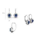 1.25 Carat (ctw) 10K White Gold Round Blue Sapphire & White Diamond Ladies Halo Style Dangling Drop Earrings 1 1/4 CT