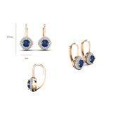 1.25 Carat (ctw) 14K Rose Gold Round Blue Sapphire & White Diamond Ladies Halo Style Dangling Drop Earrings 1 1/4 CT