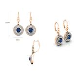 1.00 Carat (ctw) 10K Rose Gold Round Blue Sapphire & White Diamond Ladies Halo Style Circle Dangling Drop Earrings 1 CT