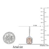 2.90 Carat (ctw) 10K White Gold Cushion Cut Morganite & Round Cut White Diamond Ladies Halo Style Dangling Drop Earrings