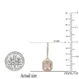 2.90 Carat (ctw) 10K Yellow Gold Cushion Cut Morganite & Round Cut White Diamond Ladies Halo Style Dangling Drop Earrings
