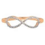 0.10 Carat (ctw) 14K Rose Gold Round White Diamond Ladies Swirl Infinity Love Promise Ring 1/10 CT