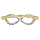 0.10 Carat (ctw) 18K Yellow Gold Round White Diamond Ladies Swirl Infinity Love Promise Ring 1/10 CT