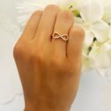 0.10 Carat (ctw) 18K Yellow Gold Round White Diamond Ladies Swirl Infinity Love Promise Ring 1/10 CT