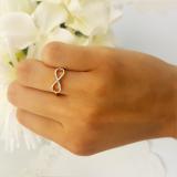 0.10 Carat (ctw) 18K Yellow Gold Round White Diamond Ladies Swirl Infinity Love Promise Ring 1/10 CT