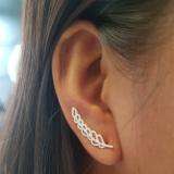0.35 Carat (ctw) 14K White Gold Round Cut White Diamond Ladies Leaves Ear Cuff Crawler Climber Earrings 1/3 CT