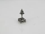 0.03 Carat (ctw) Black Rhodium Plated Sterling Silver Round Black Diamond V-Prong Square Shape Mens Hip Hop Iced Stud Earring(1PC ONLY)
