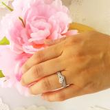 0.70 Carat (ctw) 14K White Gold Round White Diamond Ladies Two Stone Bypass Style Bridal Engagement Ring Set