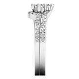 0.70 Carat (ctw) 14K White Gold Round White Diamond Ladies Two Stone Bypass Style Bridal Engagement Ring Set
