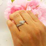 0.70 Carat (ctw) 14K White Gold Round White Diamond Ladies Two Stone Bypass Style Bridal Engagement Ring Set