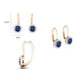 0.90 Carat (ctw) 10K Rose Gold Round Blue Sapphire & White Diamond Ladies Halo Style Dangling Drop Earrings
