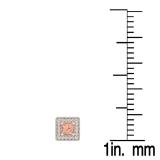 0.75 Carat (ctw) Rose Gold Plated Sterling Silver Princess Cut Morganite & Round Cut White Diamond Ladies Halo Style Stud Earrings 3/4 CT