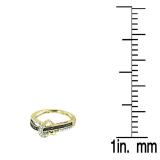 0.30 Carat (ctw) 10K Yellow Gold Round Black & White Diamond Ladies Swirl Split Shank Crossover Heart Bridal Promise Ring 1/3 CT