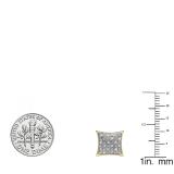 0.23 Carat (ctw) 18K Yellow Gold Plated Sterling Silver Round White Diamond Kite Shape Domed Mens Hip Hop Iced Stud Earrings 1/4 CT
