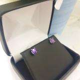 1.00 Carat (Ctw) Sterling Silver Oval Cut Amethyst Ladies Solitaire Stud Earrings 1 CT