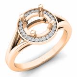 0.10 Carat (ctw) 10K Rose Gold Round Cut White Diamond Ladies Bridal Split Shank Semi Mount Engagement Ring 1/10 CT
