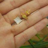 0.15 Carat (ctw) 18K Yellow Gold Plated Sterling Silver Round White Diamond Kite Shape Mens Hip Hop Iced Stud Earrings