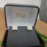 0.15 Carat (ctw) 18K Yellow Gold Plated Sterling Silver Round White Diamond Kite Shape Mens Hip Hop Iced Stud Earrings