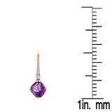 4.10 Carat (ctw) 10K Rose Gold Cushion Cut Amethyst & Round Cut White Diamond Ladies Dangling Drop Earrings