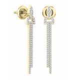 0.55 Carat (ctw) 10K Yellow Gold Round Cut White Diamond Ladies Fashion Dangling Earrings 1/2 CT