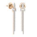 0.55 Carat (ctw) 14K Rose Gold Round Cut White Diamond Ladies Fashion Dangling Earrings 1/2 CT