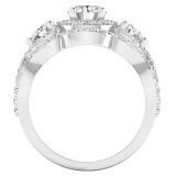 2.00 Carat (ctw) 18K White Gold Round White Diamond 3 Stone Halo Swirl Bridal Engagement Ring Set 2 CT