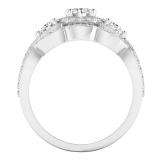 1.50 Carat (ctw) 18K White Gold Round White Diamond Ladies 3 Stone Halo Split Shank Swirl Bridal Engagement Ring With Matching Band Set 1 1/2 CT