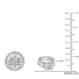 4.25 Carat (ctw) 14K White Gold Princess Cubic Zirconia & Princess & Round White Diamond Ladies Bridal Engagement Ring With Matching Band Set 4 1/4 CT