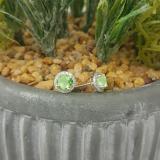 Round Peridot & White Diamond Halo Style Stud Earrings for Women (Diamond 0.21 ctw, Color I-J, Clarity I1-I2) in 14K White Gold in Screw Back