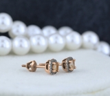 0.45 Carat (ctw) 18K Rose Gold Round Cut Morganite & White Diamond Ladies Halo Style Stud Earrings 1/2 CT