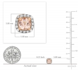 0.45 Carat (ctw) 18K Rose Gold Round Cut Morganite & White Diamond Ladies Halo Style Stud Earrings 1/2 CT