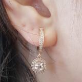 0.70 Carat (ctw) 10K Rose Gold Round Morganite & White Diamond Ladies Halo Style Dangling Drop Earrings 3/4 CT
