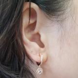 0.70 Carat (ctw) 10K Rose Gold Round Morganite & White Diamond Ladies Halo Style Dangling Drop Earrings 3/4 CT