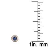 1.50 Carat (ctw) 10K Rose Gold Round Cut Blue Sapphire & White Diamond Ladies Halo Style Stud Earrings 1 1/2 CT