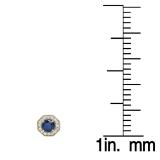 1.50 Carat (ctw) 10K Yellow Gold Round Cut Blue Sapphire & White Diamond Ladies Halo Style Stud Earrings 1 1/2 CT