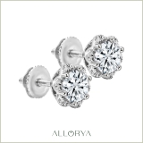 925 Sterling Silver Flower Shape Stud Earrings, 1.70 CT Round Cubic Zirconia in Screw Back