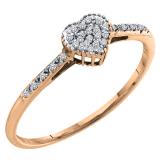 0.15 Carat (ctw) 10K Rose Gold Round White Diamond Ladies Bridal Heart Shaped Promise Ring